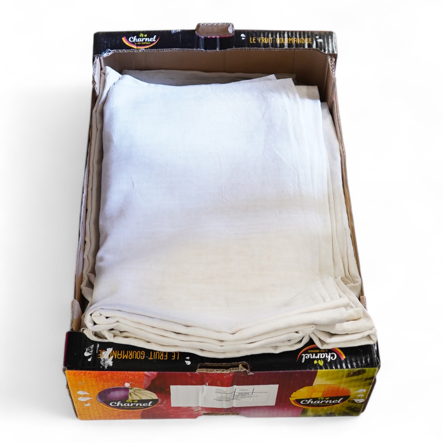 Six French provincial beige plain linen sheets